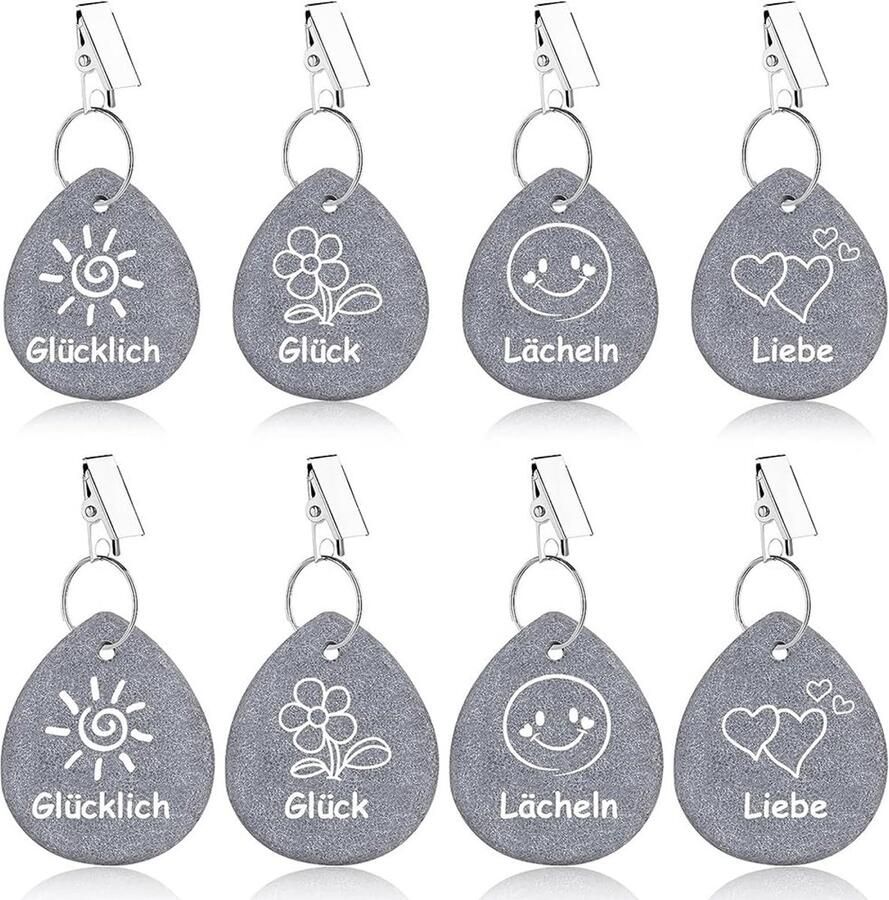 WZHHDM Tafelkleedgewichten 8 stuks tafelkleedgewichten tafelkleedhanger tafelkleedgewicht van natuursteen met clip voor familiefeest buiten kamperen bruiloft tuin picknick (grijs)