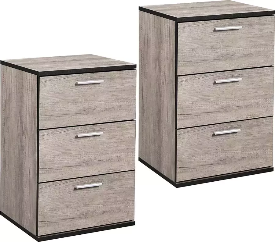 X nachtkastje commode boxspringbed nachtkastje 59 cm hoog laden met handvat grijs