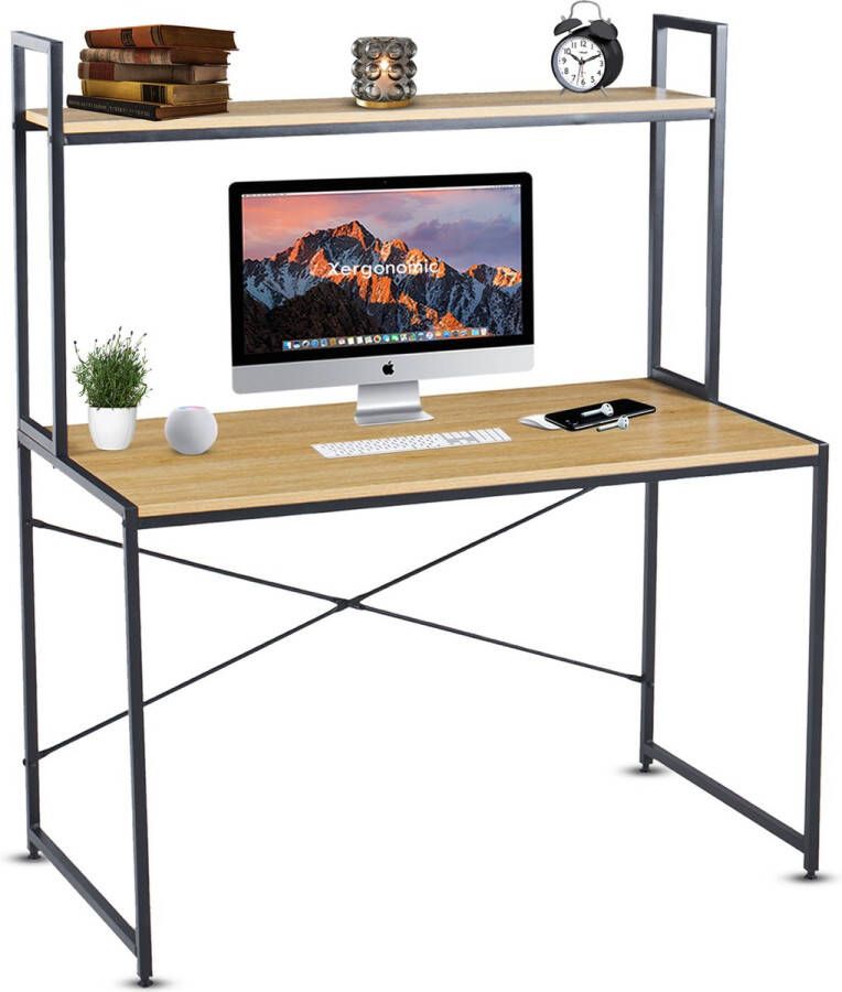 Xergonomic Industrieel bureau met plank Laptoptafel Bureautafel 120x60x140 cm - Foto 1