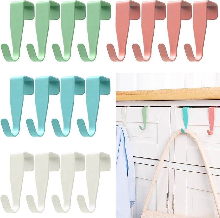 Deurkapstok om op te Hangen 16 stuks Deurhaken Kledinghaken Krans-Hangers Kleurrijke Haken Garderobehaken voor Buiten voor Kastdeur en Kamerdeur