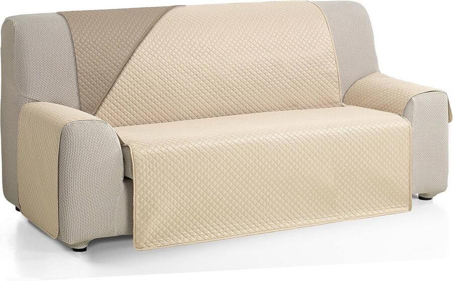 XL 3-zits Bankhoes in Beige Leer Omkeerbaar en Machinewasbaar