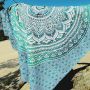 XL groot strandlaken Turquoise Groen Blauw Mandala dun textiel Ibiza Schaduwdoek Lindian style - Thumbnail 1