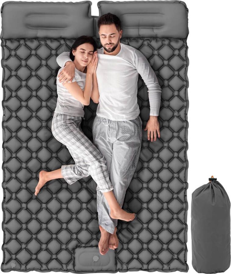 XL Isomat camping zelfopblazend outdoor luchtmatras ultralicht zelfopblaasbare slaapmat met kussen (donkergrijs)