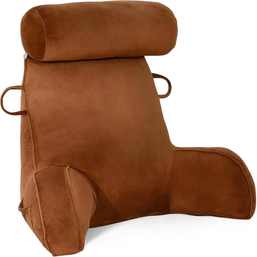 XL Leeskussen voor Bed en Bank Traagschuim Comfortkussen met Afneembare Nekrol en Armsteunen