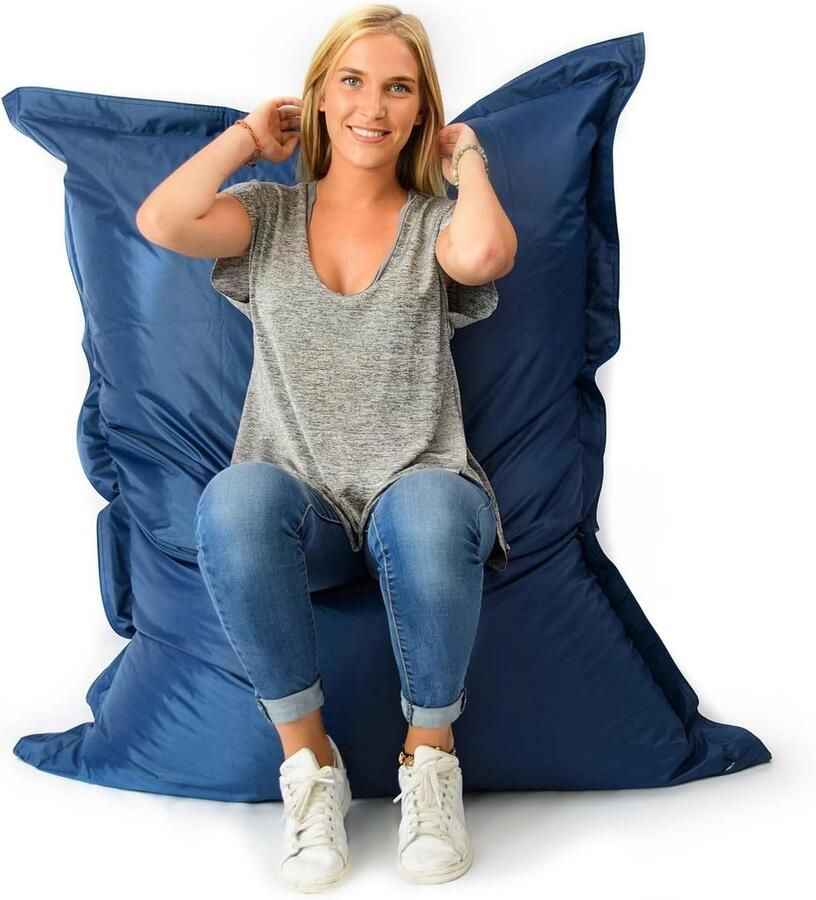 XL Poef voor Binnen en Buiten Afneembare Hoes Perfect voor Woonkamer en Tuin Marineblauw