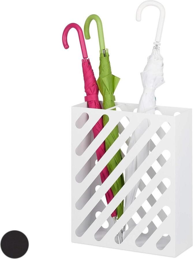 XL Rechthoekige Paraplubak voor Wandelstokken & Paraplu Staal 48x40x15 cm Wit