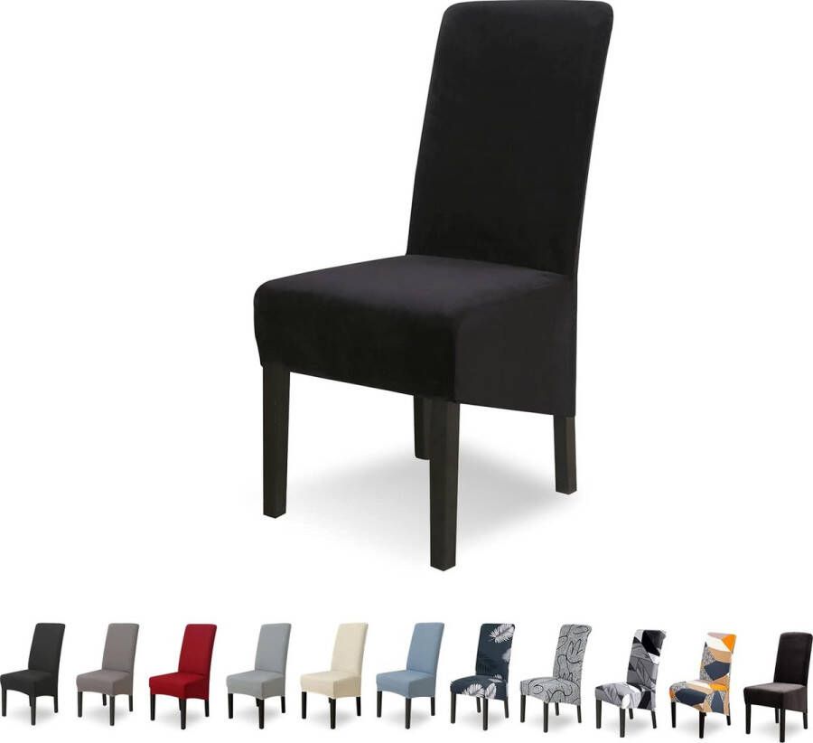 XL stoelhoezen set van 6 stretch stoelhoezen schommelstoelen XL voor eetkamers spandex universele stoelhoezen grote eetkamerstoel beschermhoezen voor stoelen eetkamers hotels banketten Nero