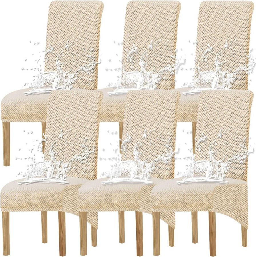 XL stoelhoezen universele stretch stoelhoezen set van 2 4 6 stuks stoelhoezen voor stoel eetkamer (beige1 6 hoezen)