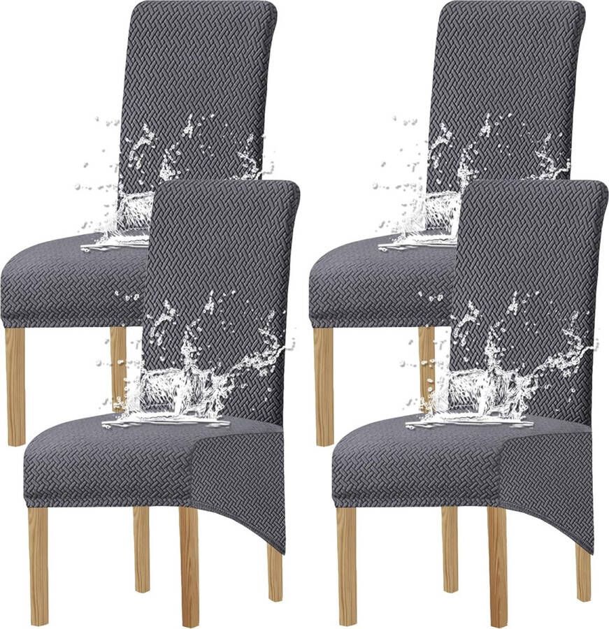 XL stoelhoezen universele stretch stoelhoezen set van 2 4 6 stoelhoezen voor eetkamerstoelen (grijs1 4 hoezen)
