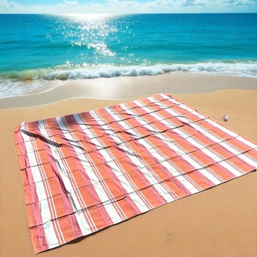 XL strandlaken XL strandkleed schaduwdoek rood wijnrood wit Gestreept groot strandlaken Katoen polyester