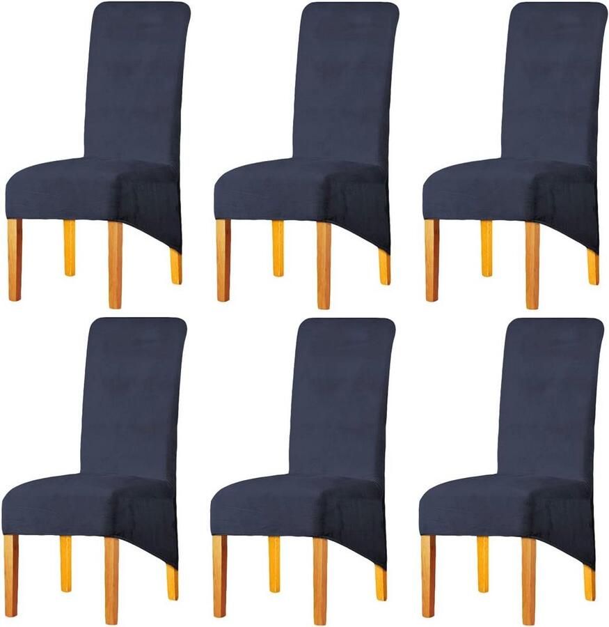 XL Stretch Stoelhoezen voor Eetkamerstoelen – Fluweel Set van 6