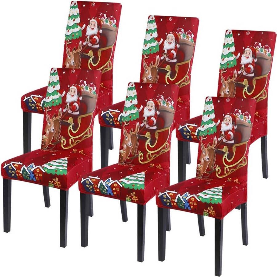 Xmas stoelhoezen voor kerst 1- 2- 4- 6-delige set stretch moderne stoelhoezen decoratie universele pasvorm voor eetkamer party banket