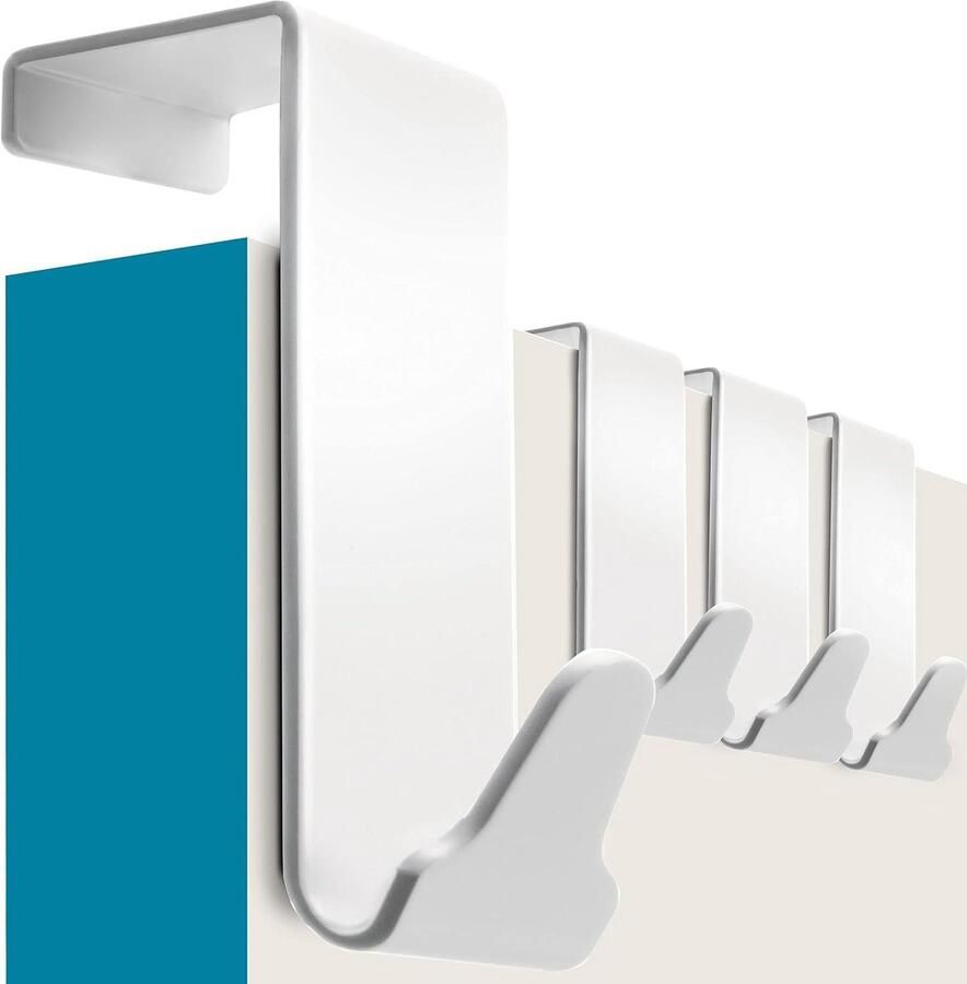 XXL deurhaken wit set van 4 roestvrijstalen kledinghaken voor deur met antislip en vilten pads