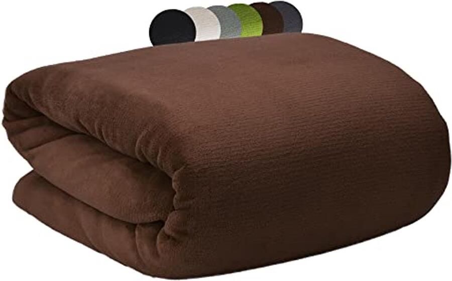 XXL Fleece Dekbed 220 x 240 cm Warme Cuddle Plaid voor Bed en Sofa Donkerbruin
