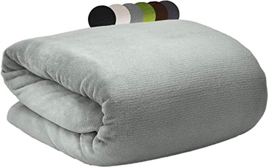 XXL Fleece Dekbedovertrek 220 x 240 cm Warme Zachte Plaid voor Sofa en Bed Lichtgrijs