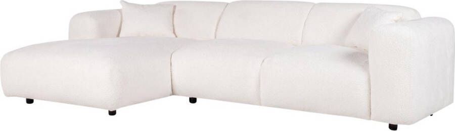 Vente-unique XXL-hoekbank met hoek links van witte boucléstof POGNI van Maison Céphy L 280 cm x H 73 cm x D 165 cm - Foto 4