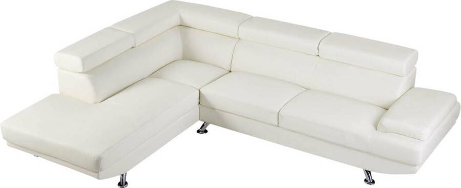 Vente-unique XXL hoekbank van kunstleer ROMAIN wit hoek links L 290 cm x H 95 cm x D 226 cm - Foto 3