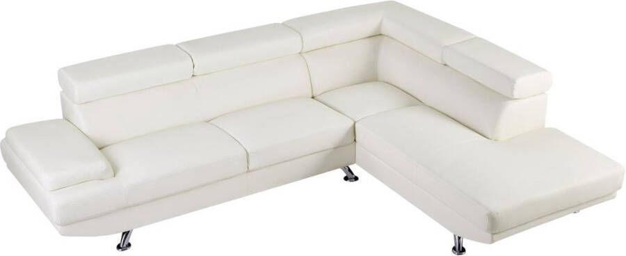 Vente-unique XXL hoekbank van kunstleer ROMAIN wit hoek rechts L 290 cm x H 95 cm x D 226 cm - Foto 2