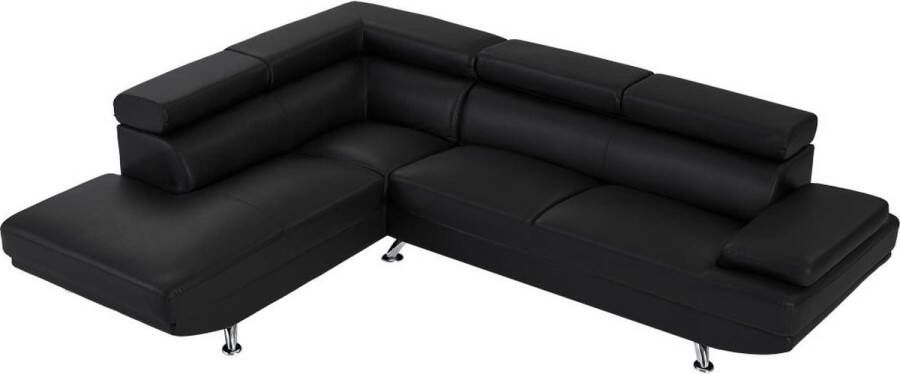 Vente-unique XXL hoekbank van kunstleer ROMAIN zwart hoek links L 290 cm x H 95 cm x D 226 cm