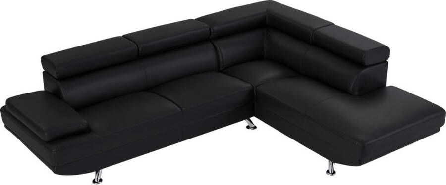 Vente-unique XXL hoekbank van kunstleer ROMAIN zwart hoek rechts L 290 cm x H 95 cm x D 226 cm - Foto 3