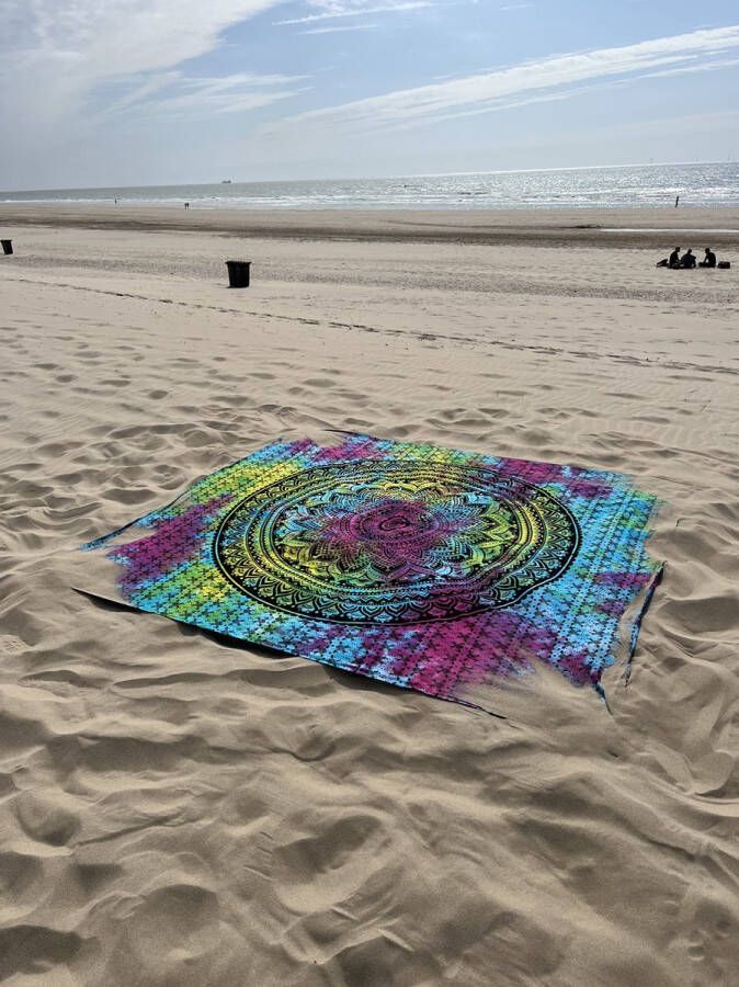 XXL ibiza strandlaken mandala 240cmx210cm multi color strandlaken picknick kleed tafelkleed bank kleed muur decoratie bedovertrek schaduw doek hamam doek LifingWorld