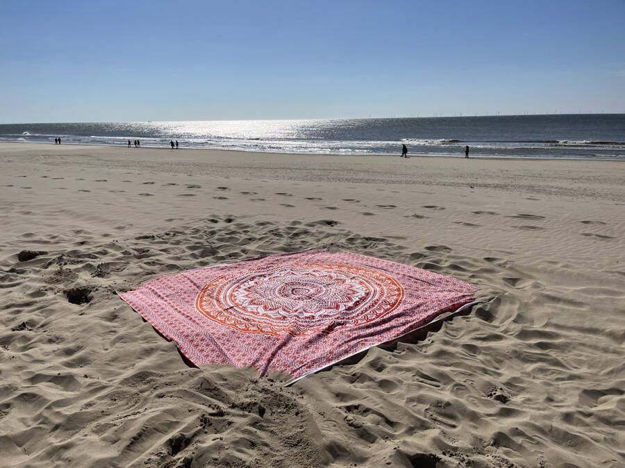 XXL ibiza strandlaken mandala 240cmx210cm wit rood strandlaken picknick kleed tafelkleed bank kleed muur decoratie bedovertrek schaduw doek hamam doek LifingWorld
