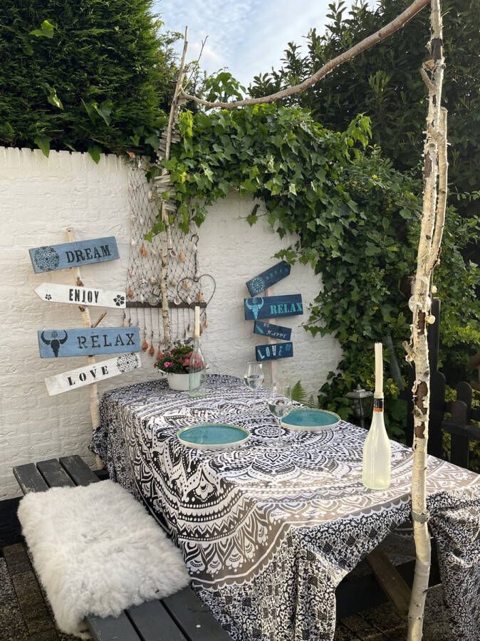 XXL ibiza strandlaken mandala 240cmx210cm zwart wit strandlaken picknick kleed tafelkleed bank kleed muur decoratie bedovertrek schaduw doek hamam doek LifingWorld