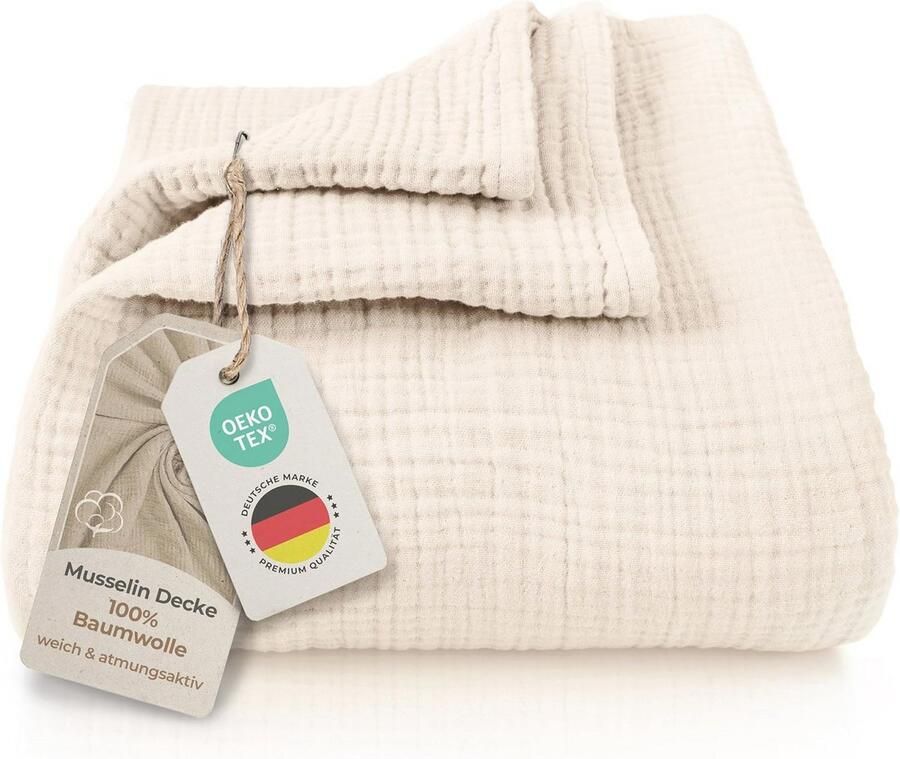 XXL Mousseline Sprei 220 x 240 cm Zachte Katoenen Deken voor Bed en Bank