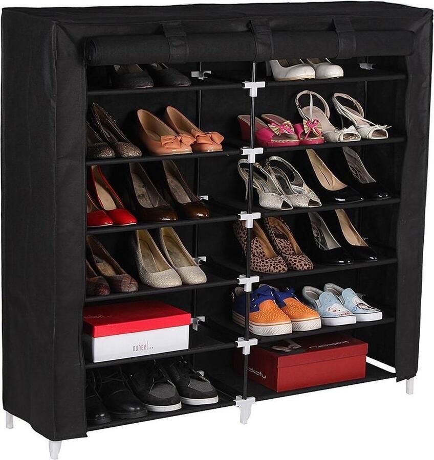 XXL Opvouwbare Stoffen Schoenenkast Grote Schoenen Opbergkast Opbergsysteem Zwart
