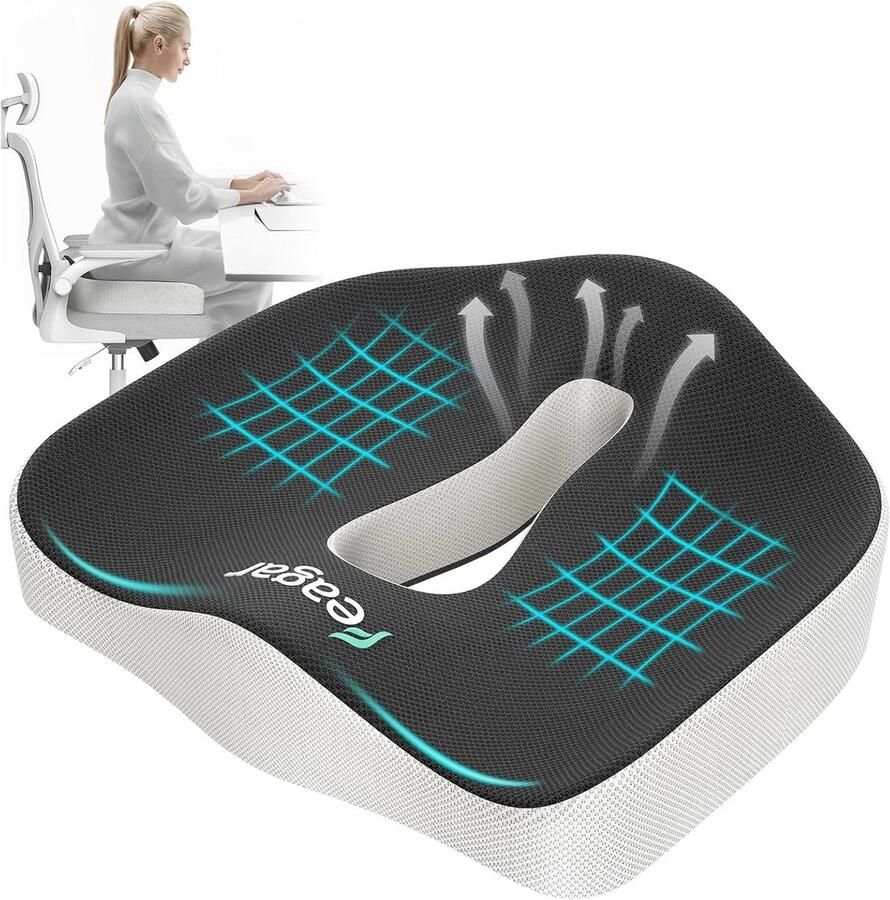 XXL Orthopedisch Zitkussen van Traagschuim Ergonomisch Kussen voor Stuitbeen Aambeien en Decubitus
