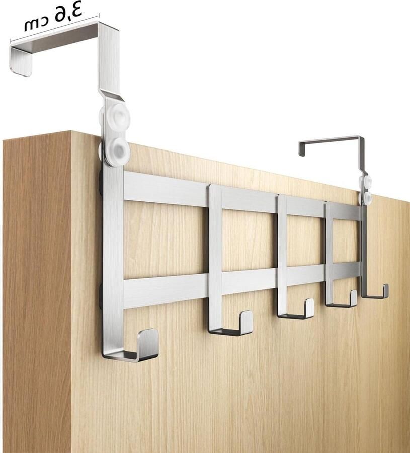 XXL roestvrijstalen deurkapstok om op te hangen antislip en vilten pads kledinghaak voor deur - Foto 2
