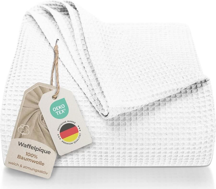 XXL Sprei 220 x 240 cm Lichte Wafelpiqué Katoenen Deken voor Slaapkamer en Bank
