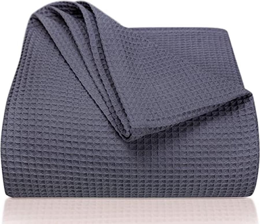 XXL Sprei 220 x 240 cm Wafelpiqué 100% Katoen Lichte Zomer Deken voor Bed en Bank