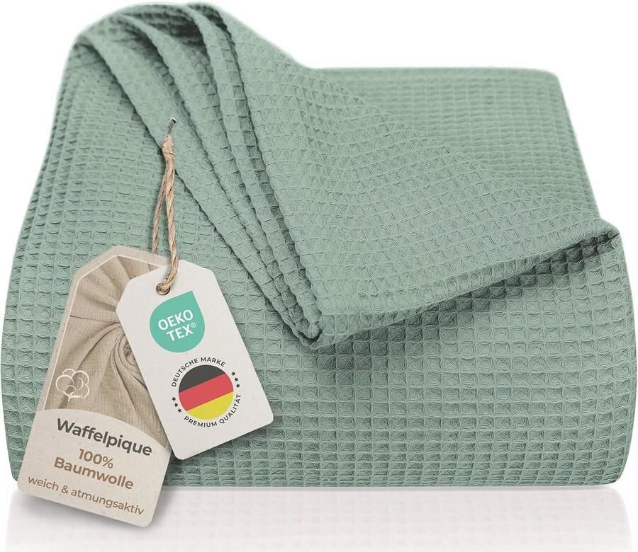 XXL Sprei 220 x 240 cm Wafelpiqué Katoenen Dekens voor Bed en Bank Lichte Zomer Woondeken