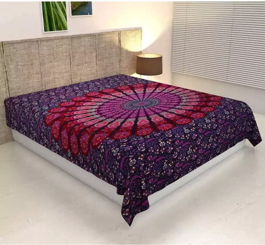 XXL sprei Mandala Amba purper tweepersoonsbed sprei decoratief wandtapijt boho-stijl MA7706