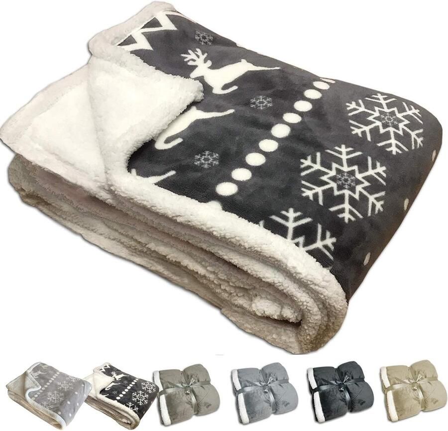 XXL Warme Fleece Deken Knuffeldeken voor Bank en Bed Fluweelzachte Microvezel en Imitatie Lamsvacht Wasbaar 150 x 200 cm
