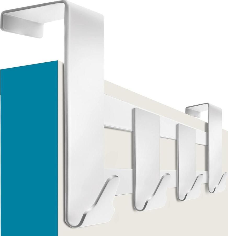 XXL Witte Premium Deurkapstok om op te Hangen Stabiele Kledinghaken voor Deur Antislip en Vilten Pads Made in Germany