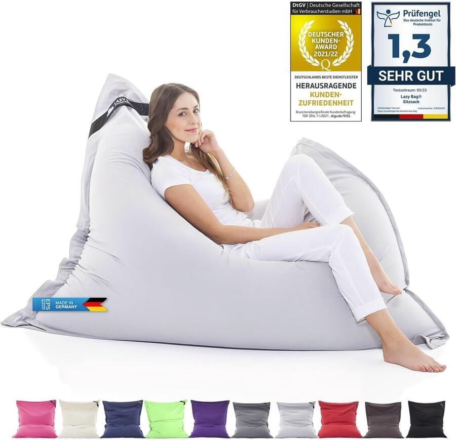 XXL Zitzak 400L Katoen Lichtgrijs Ergonomische Comfort Zitzak voor Binnen en Buiten