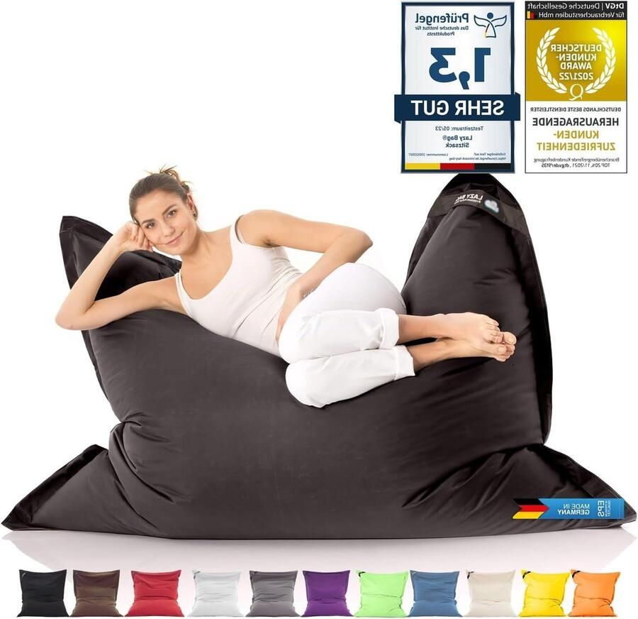 XXL Zitzak Zitkussen Fauteuil Binnen en buiten Waterdicht nylon materiaal 180x140cm Zwart - Foto 2
