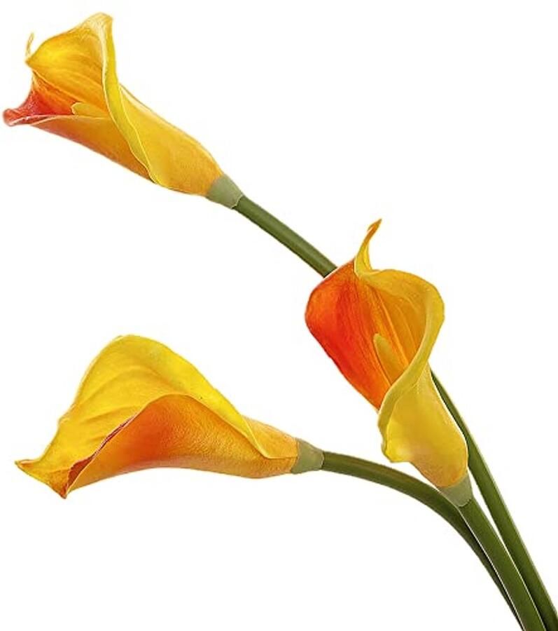 XZJMY Kunstmatige Calla Lelies 27 Stam Kunstmatige Lelies Boeket voor Thuis Woonkamer Slaapkamer Eettafel Kantoor Bruiloft Feest Tuindecoratie (Oranje)