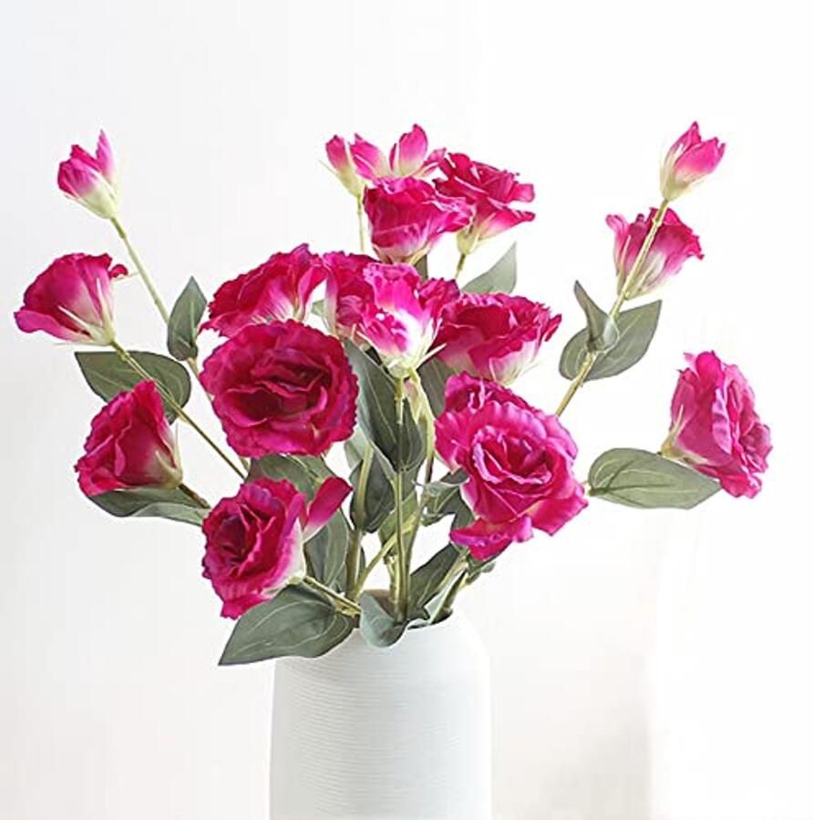 XZJMY Kunstmatige Eustoma Bloem Zijden Bloem Buiten Kunstplanten Plastic Bloem voor Thuis Kantoor Decoratie Eettafel Middenstuk (Rose)