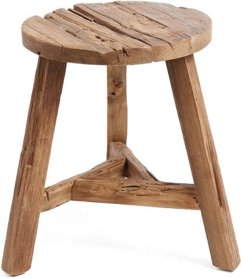Rootz Living Rootz Yatai Kruk Rustieke Zitting Teakhouten Stoel Milieuvriendelijk 45cm x 45cm x 45cm
