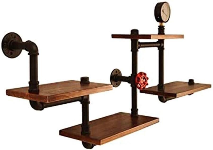 YFINE Planken voor aan de muur Amerikaanse landelijke stijl zwevende planken vintage industriële wandplank industriële plank pijp displayrek retro ijzeren wandgemonteerde boekenplank pijp planken
