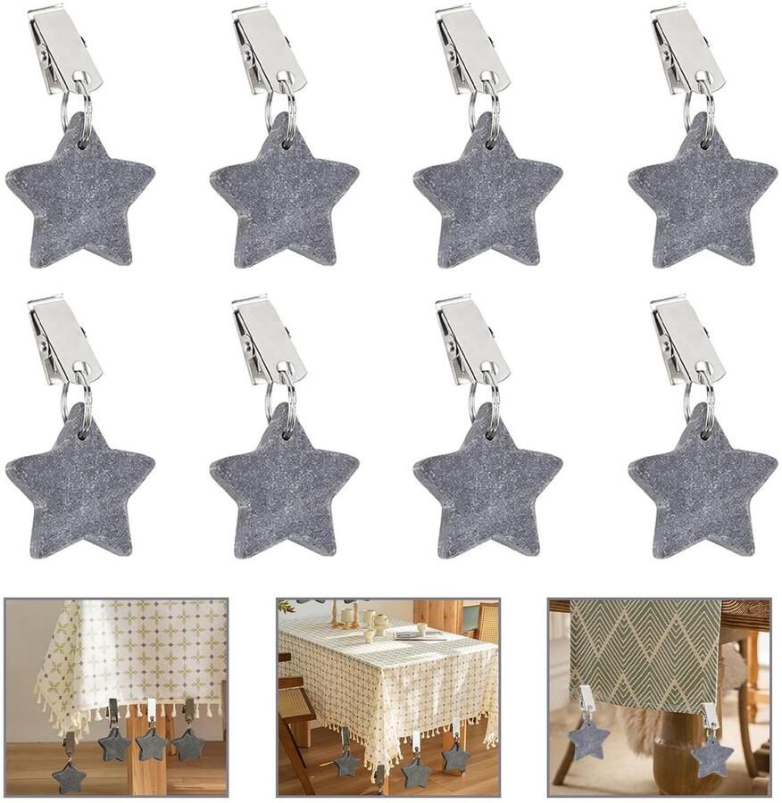 Yistoi 8 stuks tafelkleedgewichten van natuursteen tafelkleedgewichten van natuurlijk marmer tafelkleedgewichten met clips voor decoratie voor buitengebruik voor picknicks voor familietafels