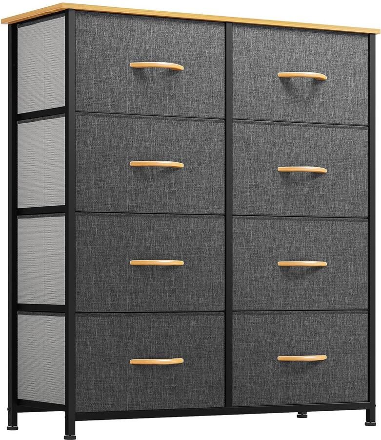 YITAHOME Commode met 8 Inklapbare Laden Ruimtebesparend Modern Design 1 stuk MDF en Metaal 86x30x98 cm