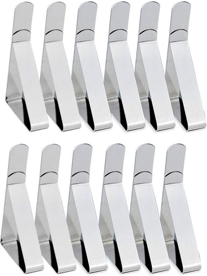 YMWALK tafelkleedclips 12 stuks verstelbare tafelkleedclips roestvrijstalen tafelkleedklemmen tafelkleedhouder voor thuis dineren picknick feest en bruiloft