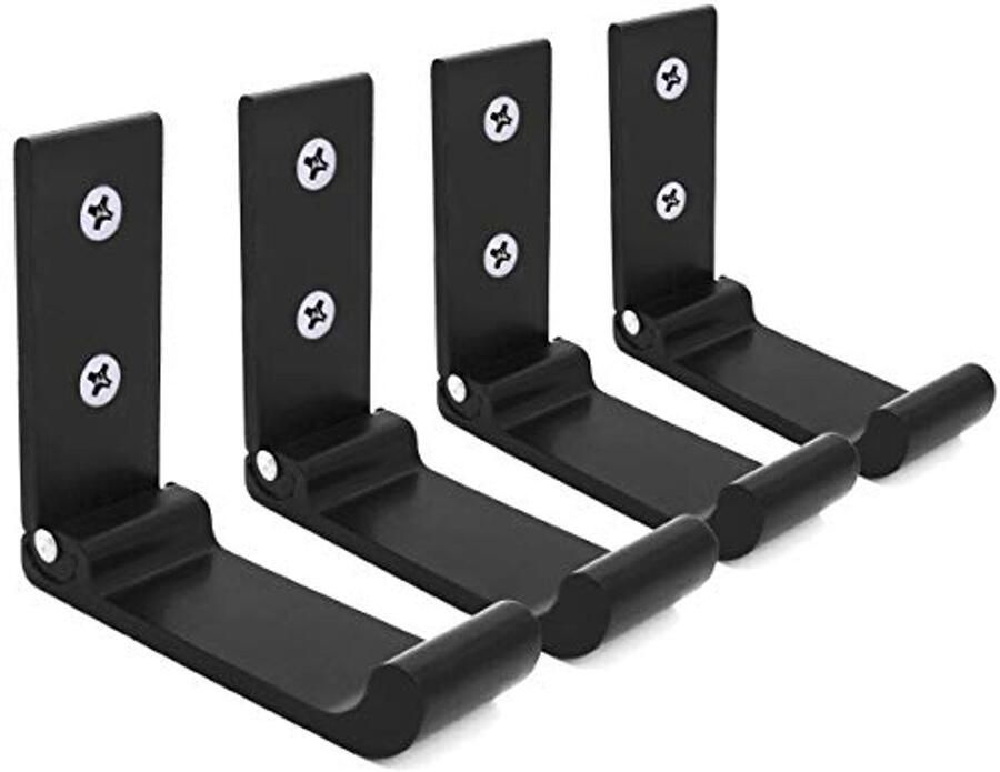 YOCZOX Opvouwbare muurhaak onzichtbare opvouwbare muurbevestiging 4 stuks aluminium muurbevestigingshaken kapstok kapstokhaak hoofdtelefoonhouder ideaal voor keuken enz. zwart