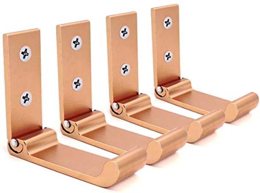 YOCZOX Opvouwbare muurhaak onzichtbare opvouwbare muurbevestiging 4 stuks aluminium muurbevestigingshaken kapstok kapstokhaak hoofdtelefoonhouder ideaal voor keuken enz. rosé goud