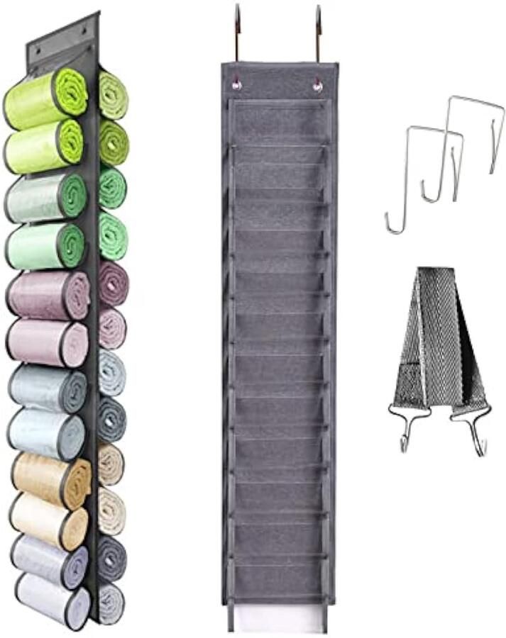 Yoga Leggings Organizer 24 Pocket Opknoping Opslag voor Opvouwbare Niet-geweven Closet Organizer voor Shirts Jeans en Sokken Geschikt voor Thuis Garderobe en Slaapkamer Grijs