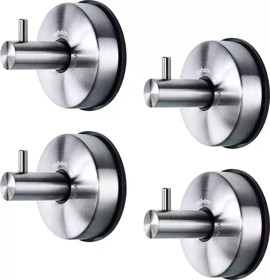 YOHOM Vacuüm Zuignap Handdoek Haken Badkamer Rvs Sucker Douche Haak Keuken Theedoek Houder Zware Muur Zuignaak Kapstok Hanger voor Robe Loofah Glas Venster Geen Boor Geborsteld 4